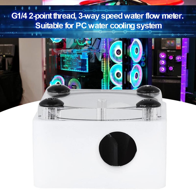 fosa G1/4 Thread Revolving Speed Water Cooling POM Acrylic Material Impeller Water Meter Indicator with Silicone Sealing Ring, for PC Water Cooling System(3 Way) - Image 5